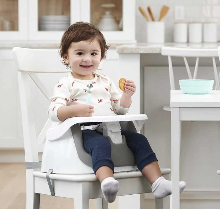My Little 2-in-1 Booster Seat and Grow with Me Floor Seat with Removable Feeding Tray, Indoor and Outdoor Activity Chair, Purple
