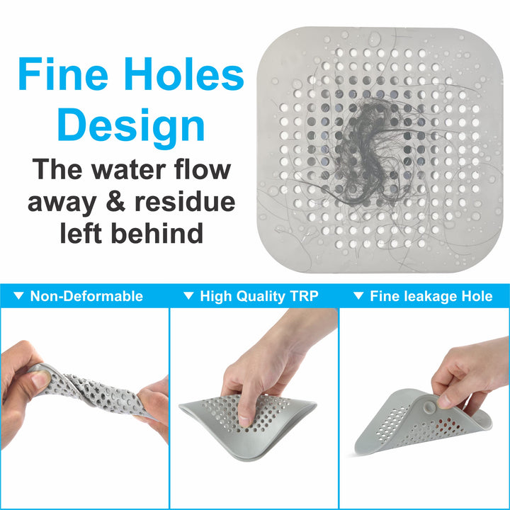 3 Pack Shower Hair Drain Catcher is Hair Stopper for Shower Drain with 4 Suction Cups Easy to Install Hair Catcher Shower Drain Suit for Bathroom Bathtub Kitchen (Grey)