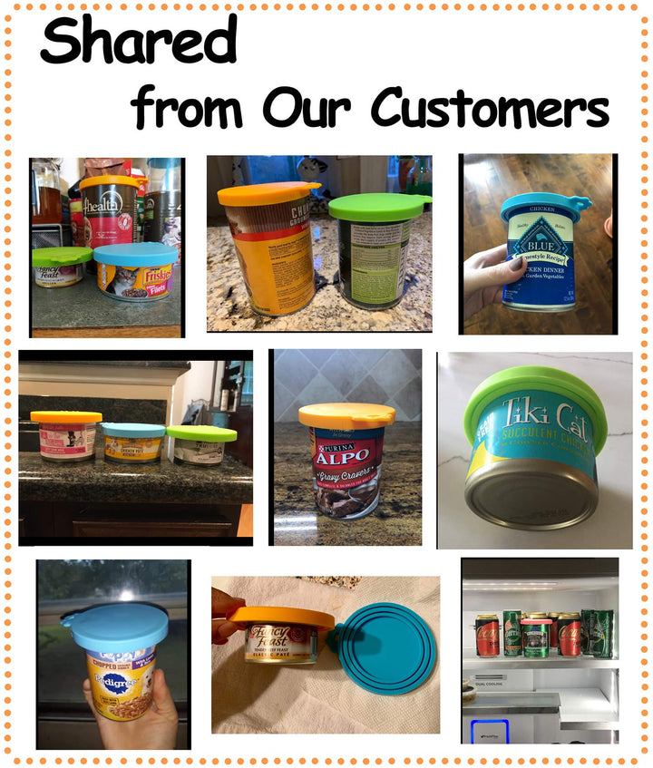 Pet Food Can Cover Silicone Can Lids for Dog and Cat Food(Universal Size,One fit 3 Standard Size Food Cans),Blue and Green