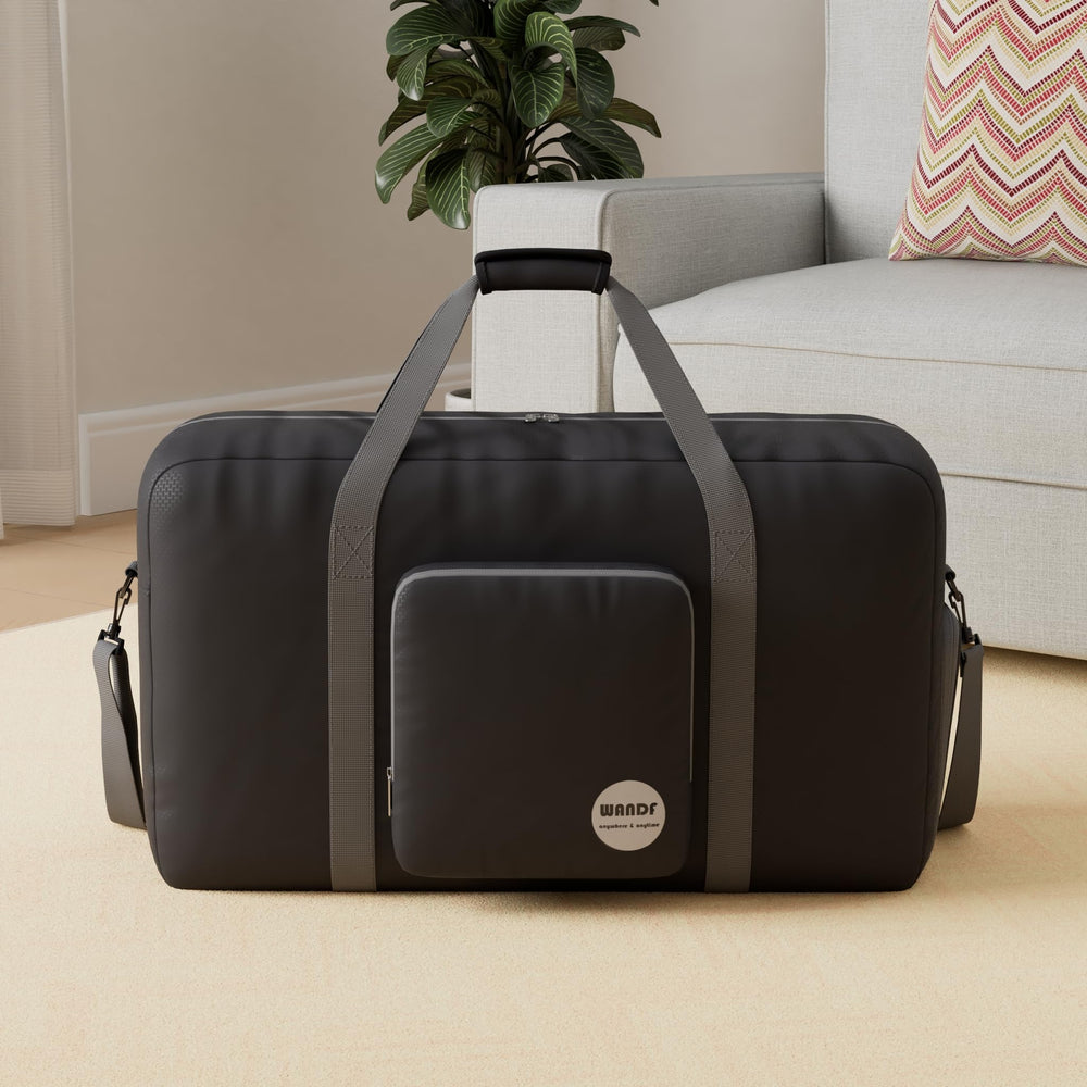 28 Foldable Duffle Bag 80L for Travel Gym Sports Lightweight Luggage Duffel By (28 inches (80 Liter), Black 28'')