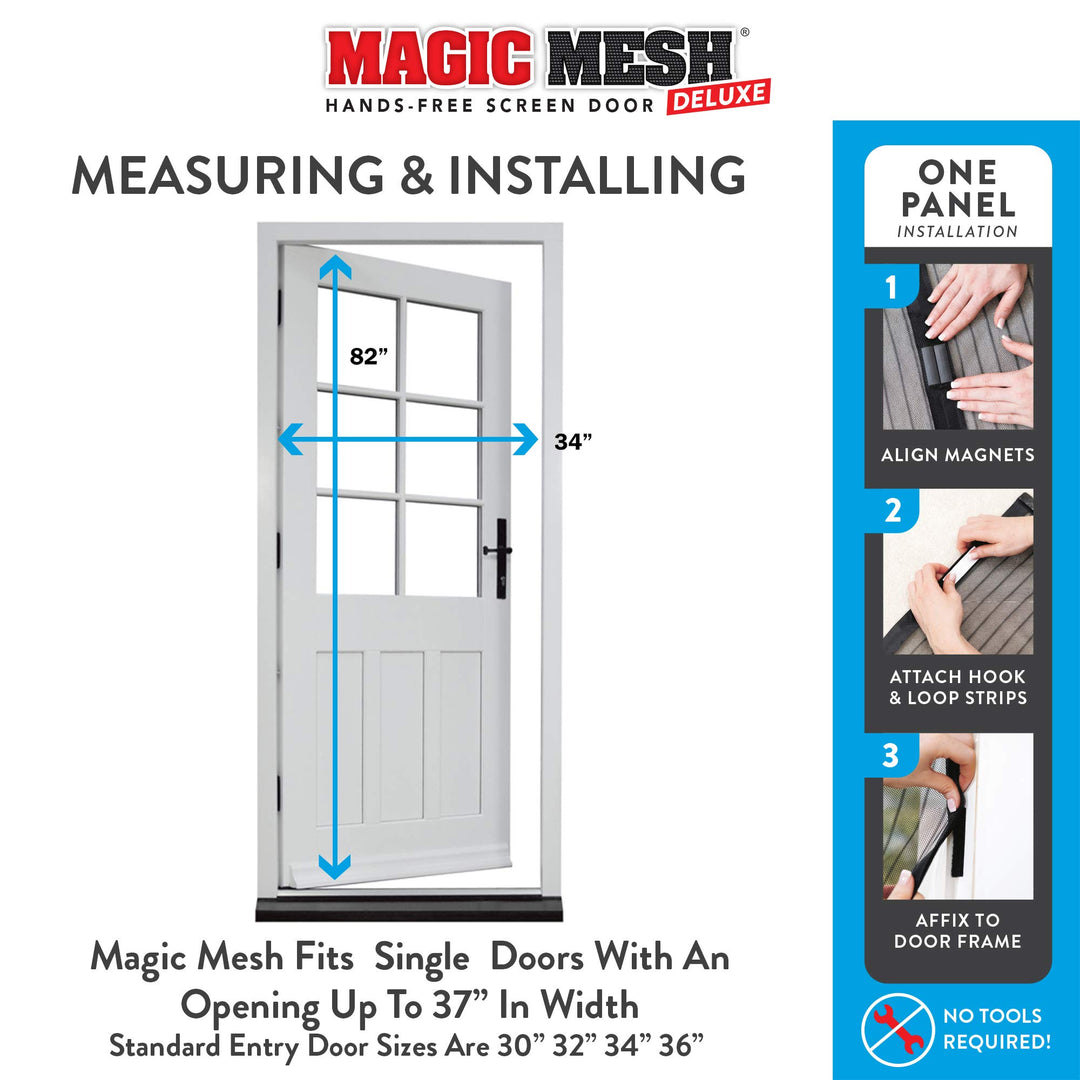 Deluxe, Black |Magnetic Screen Door, Heavy Duty, Magnetic Closure, Door Net, Patio Screen, Sliding Door Screen, Bug Screen for Doorways, Kid & Pet Friendly | Size 39 x 83 (Pack of 1)
