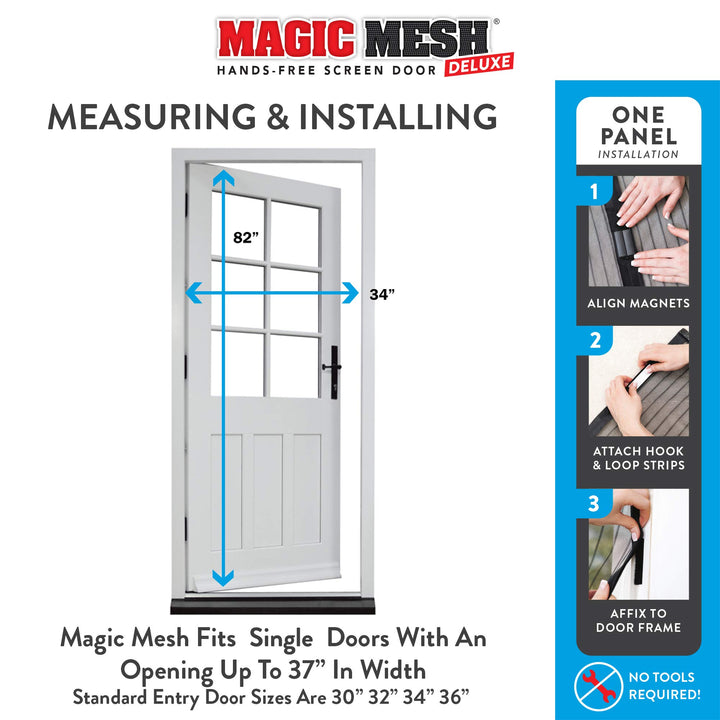 Deluxe, Black |Magnetic Screen Door, Heavy Duty, Magnetic Closure, Door Net, Patio Screen, Sliding Door Screen, Bug Screen for Doorways, Kid & Pet Friendly | Size 39 x 83 (Pack of 1)