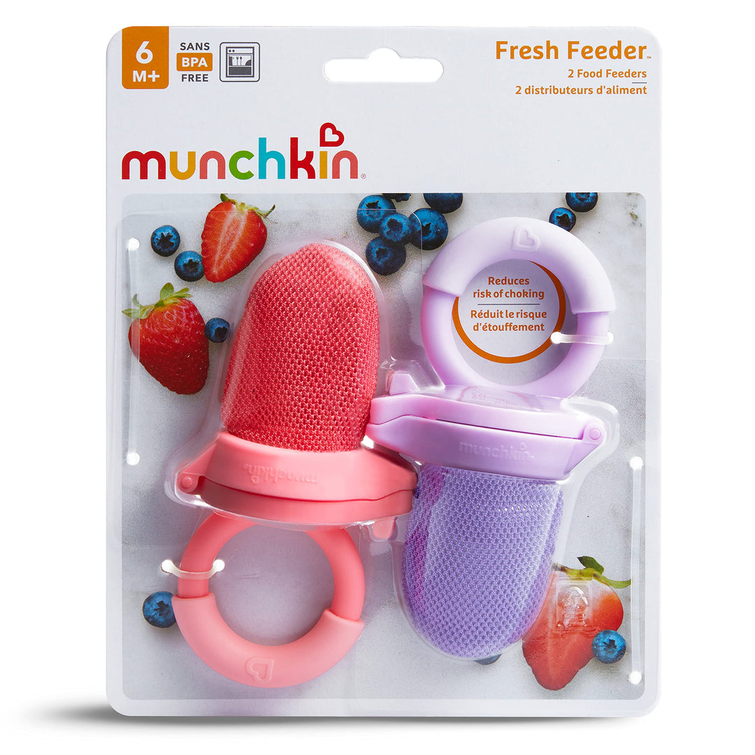 Baby Feeder for Fresh Food and Fruit, 2 Pack, Coral/Purple