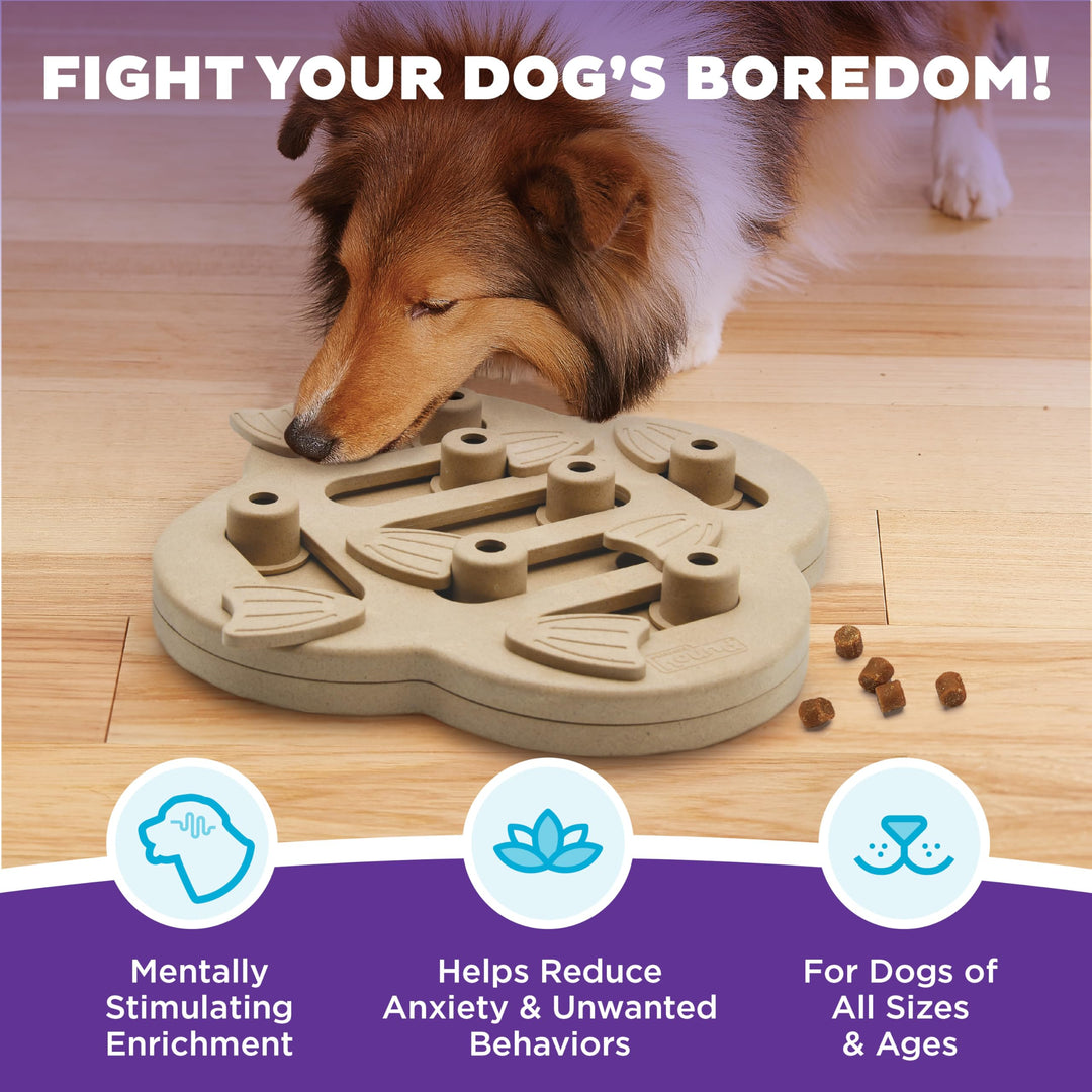 by Nina Ottosson Dog Hide N' Slide Treat Puzzle Enrichment Toy, Level 2 Intermediate, Tan, Composite