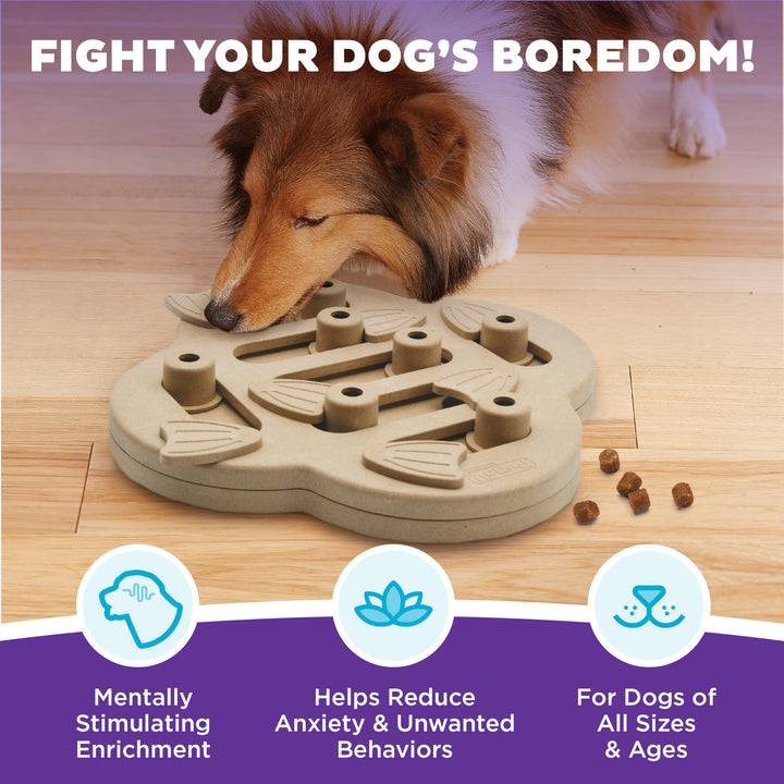 by Nina Ottosson Dog Hide N' Slide Treat Puzzle Enrichment Toy, Level 2 Intermediate, Tan, Composite