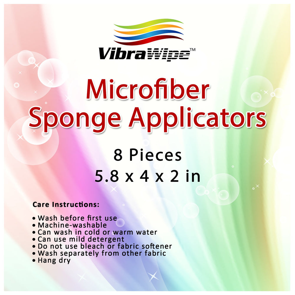 Microfiber Sponge Applicators, Large Size 5.8 x 4 x 2 in, Set of 8, Gray, Sponge Pad. Great for Car Detailing, Washing and Drying Cars, Boats, Applying Wax and Sealants