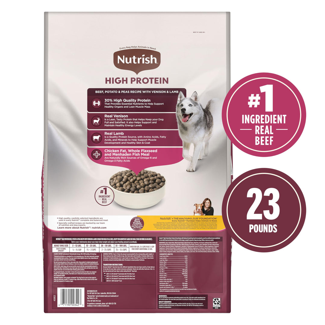 High Protein Beef, Potato & Peas Recipe with Venison & Lamb Dry Dog Food, 23 lb. Bag (Rachael Ray)
