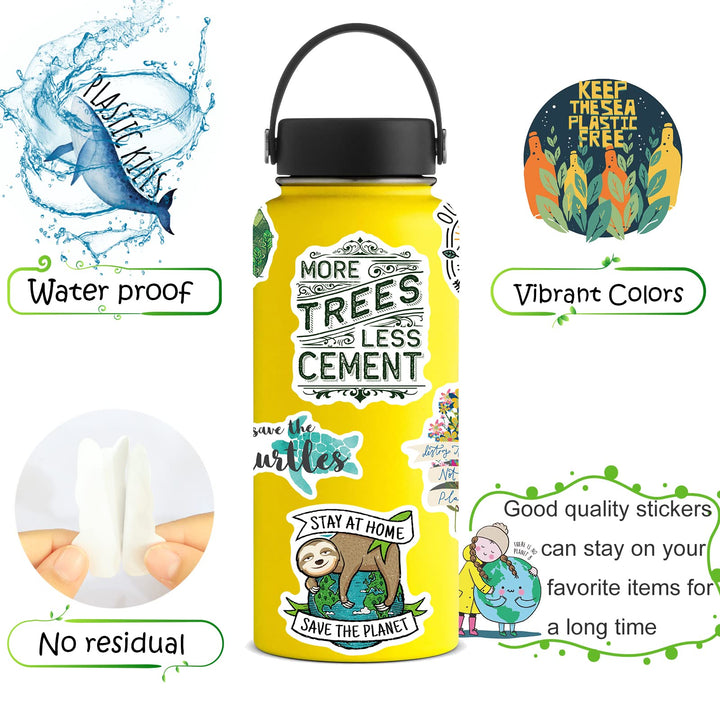 Nature Stickers,50 PCS Aesthetic Earth Waterproof Stickers,Vinyl Stickers for Water Bottle,Laptop,Phone,Skateboard Stickers for Teens Girls Kids, Green