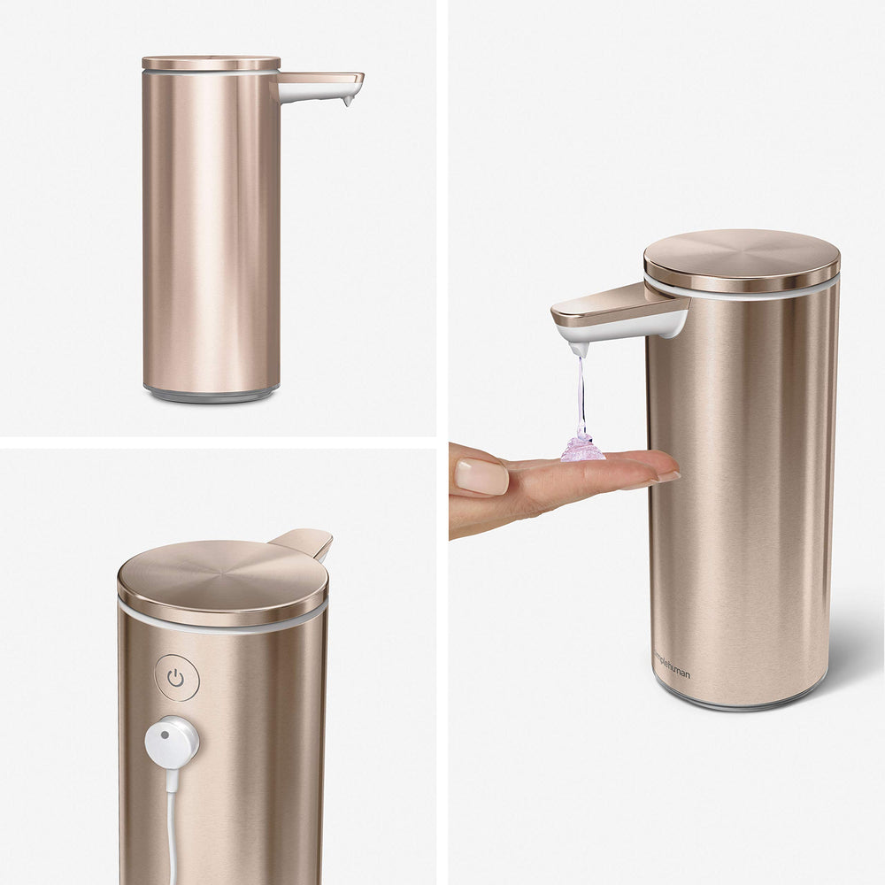 9 oz. Touch-Free Rechargeable Sensor Liquid Soap Pump Dispenser, Rose Gold Stainless Steel