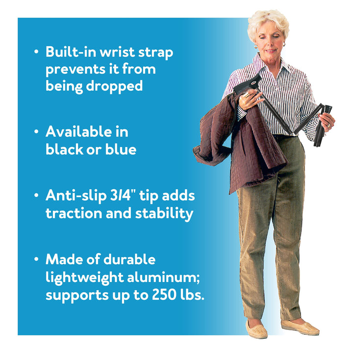 Soft Grip Folding Cane, Black