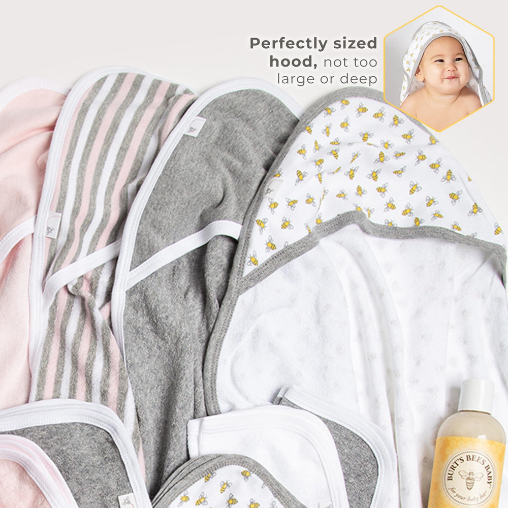 Burts Bees Baby Infant Hooded Towels Multi Stripe Organic Cotton, Unisex Bath Essentials and Newborn Necessities, Soft Nursery Towel with Hood Set, 2-Pack Size 29 x 29 Inch