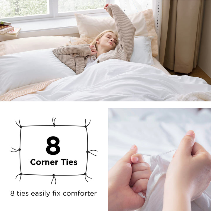 White Duvet Cover Queen Size - 3 Pieces Prewashed Extra Soft Bedding Set, Includes 1 Duvet Cover 90x90 Inches with Zipper Closure & 2 Pillow Shams, Comforter Not Included