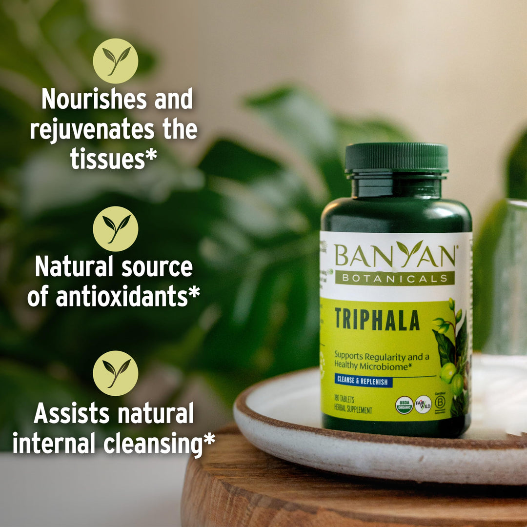 Triphala Tablets - Organic Triphala Supplement with Amla, Haritaki & Bibhitaki – For Digestion, Elimination & Healthy Gut Microbiome* – 90 Tablets – Non-GMO Sustainably Sourced Vegan