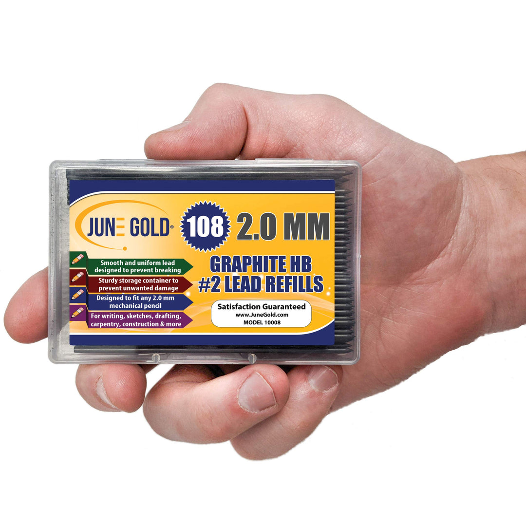 108 Pieces, 2.0 mm HB #2 Lead Refills, 90 mm Length, Extra Bold Thickness, Break Resistant Lead/Graphite