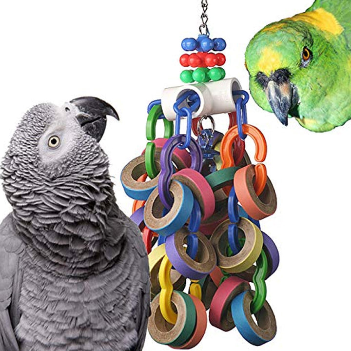 SB1107 Bagel Cascade Bird Toy, Large Bird Size, Refillable Bagels, 15” x 4.5”