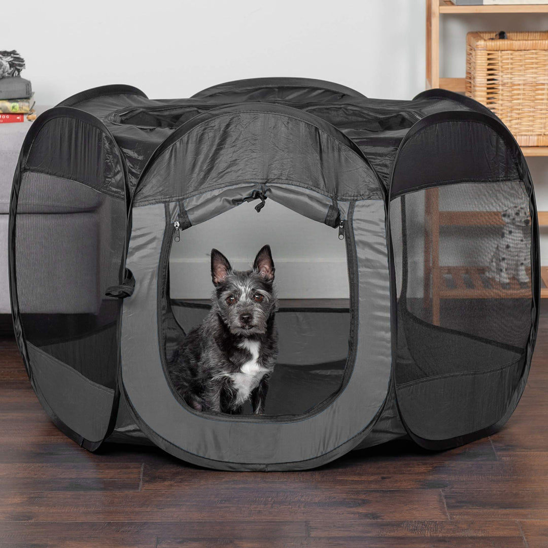 Portable Dog Playpen Cat Tent, Pet playground/kennel foldable indoor outdoor zippered puppy crate - Hunter Green, Small
