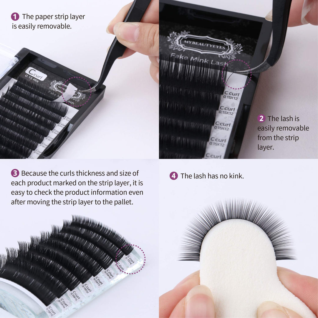 Eyelash Extension Fake Mink Lash/Individual Eyelash Extension Supplies Salon Use/C Curl/Thickness 0.07~0.25mm, Length 8-15mm Mixed Tray (0.15mm, 11mm)