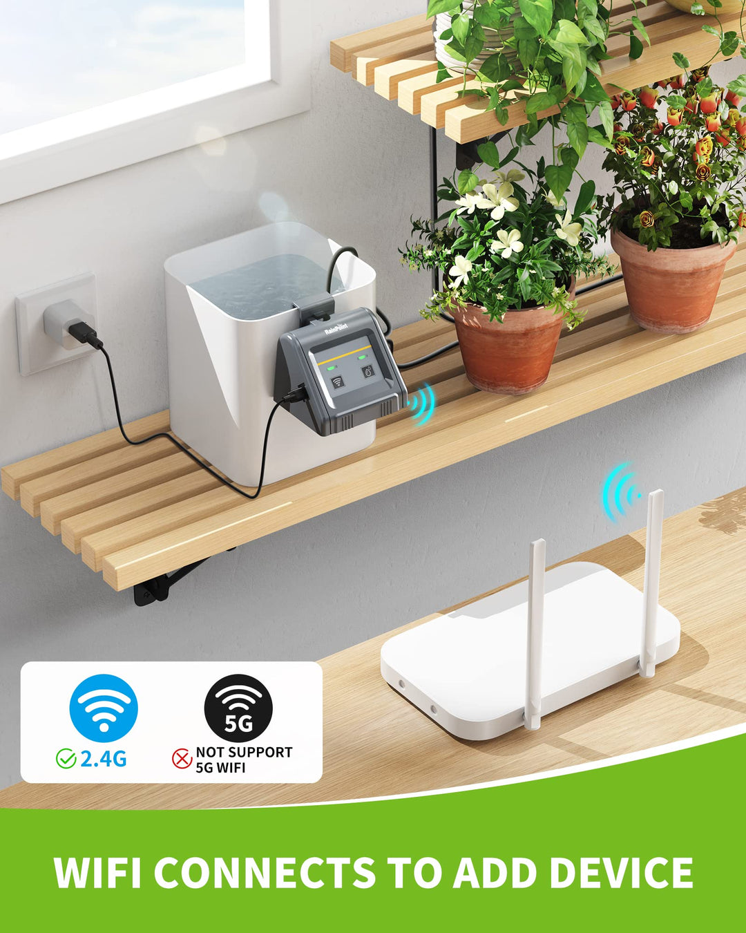 WiFi Automatic Watering System For Indoor Potted Plants, DIY Drip Irrigation Kit Remotely Control Auto/Manual/Delay Watering Mode via APP, Automatic Self-Watering Irrigation System with Pump