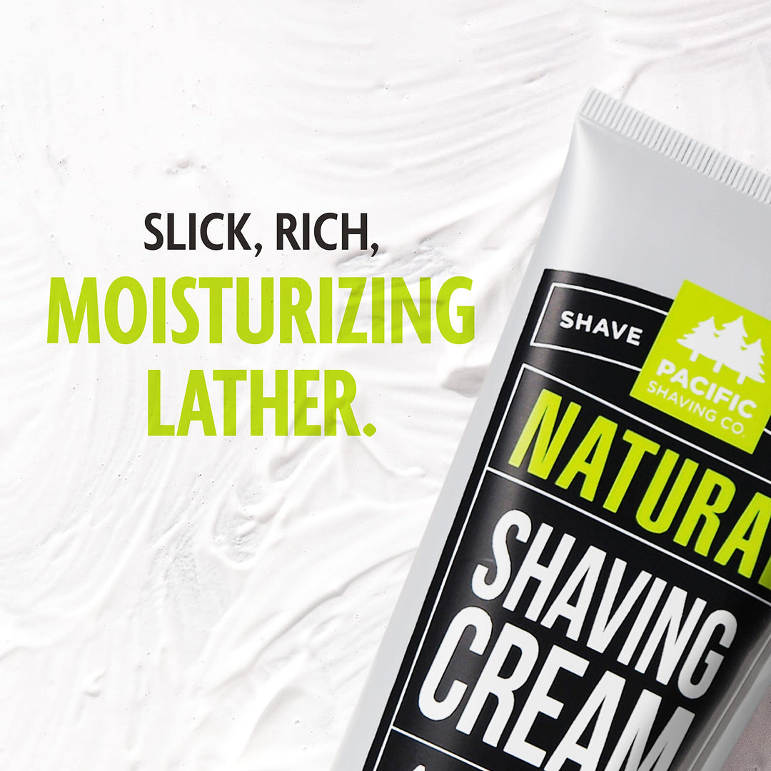 Natural Shaving Cream - Shea Butter + Vitamin E Shave Cream for Sensitive Skin - Clean Formula for a Smooth, Anti-Redness + Irritation-Free Shave Cream (3.4 Oz, 2 Count)