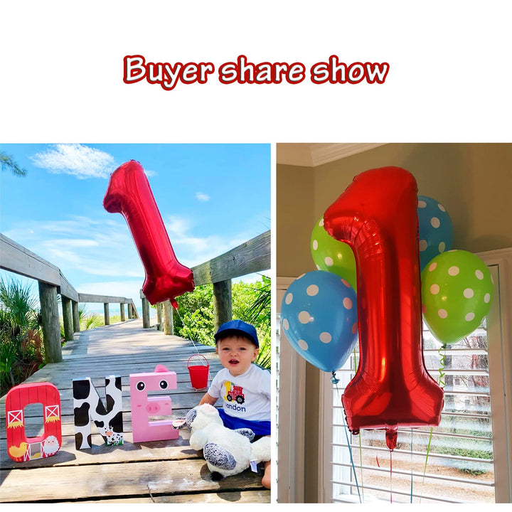 40 Inch Red Large Numbers Birthday Party Decorations Helium Foil Mylar Big Number Balloon Digital 1