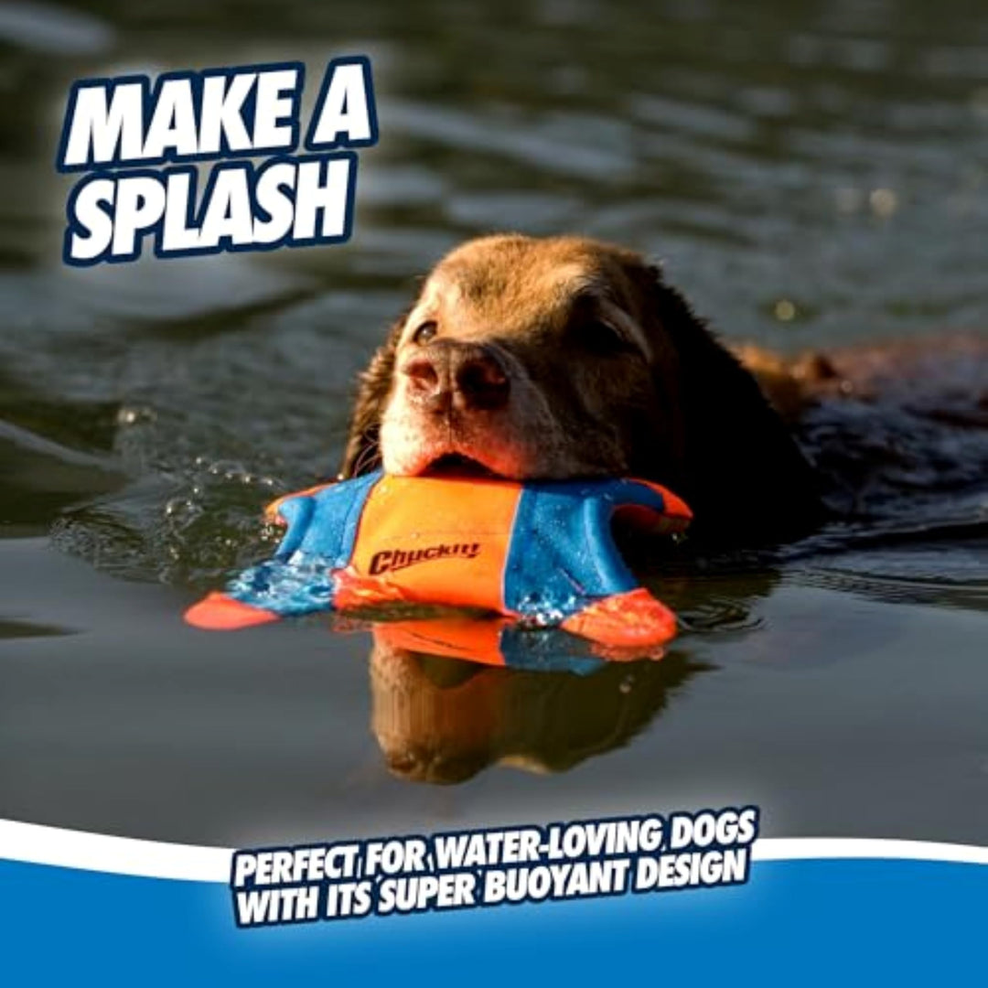 Flying Squirrel Fetch Dog Toy - Water Floating Flyer - Soft and Durable Polyester Canvas Construction - For Medium Dogs - Size Medium - 9.5-inch Diameter - Pack of 1 - Orange and Blue