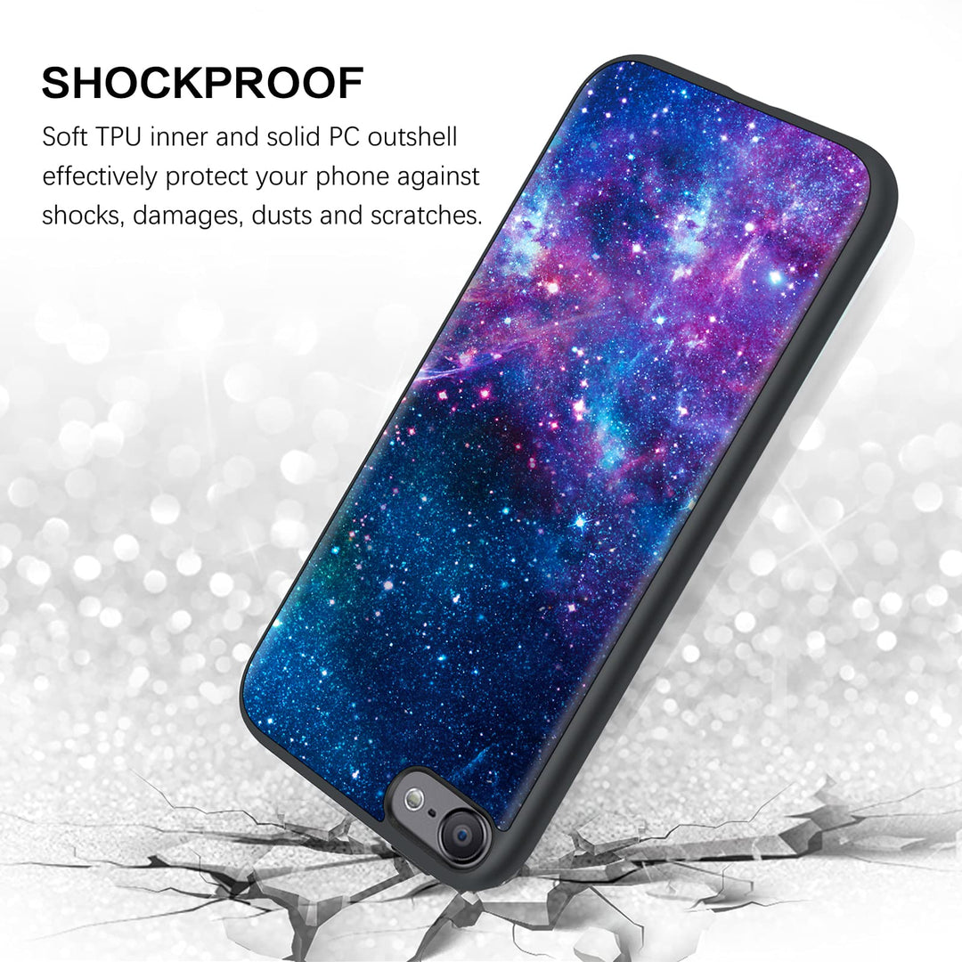 for iPod Touch 7th Generation Case, iPod Touch 6th / 5th Generation Case, Slim Fit Glow in The Dark Soft Flexible Bumper Protective Anti Scratch Non-Slip Cute Phone Cases Cover, Nebula Galaxy