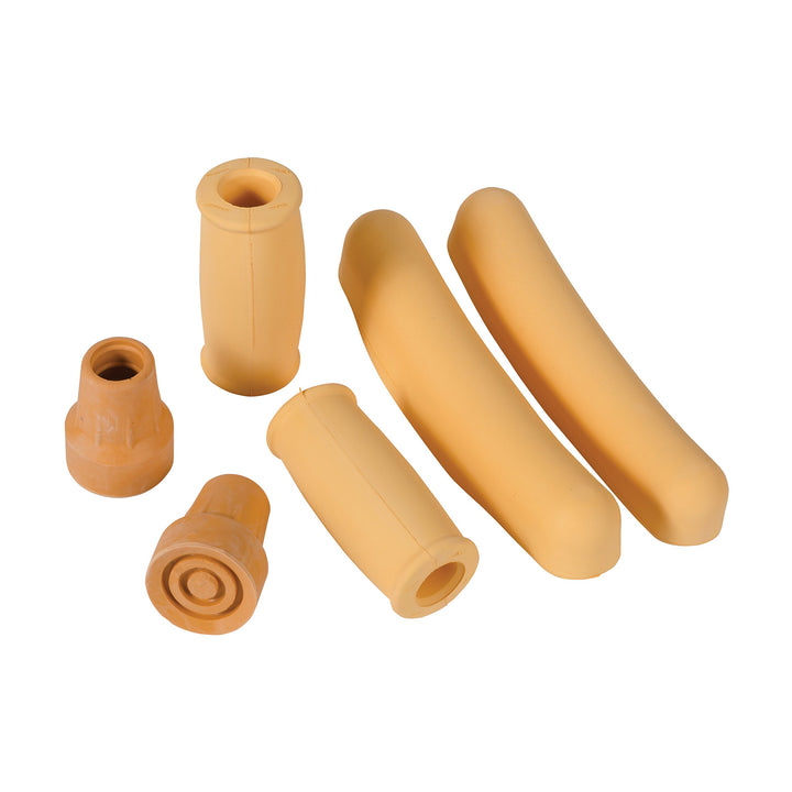 Crutches Accessories Kit with Foam Underarm Crutch Pads, Closed-Style Hand Grip Covers and Durable Slip-Resistant Rubber Tips, Beige