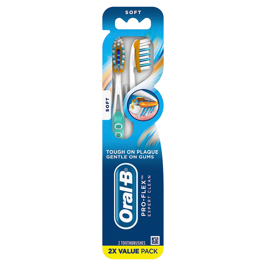 Adult Pro-Health Clinical Pro-Flex Soft Manual Toothbrush 2 Count, Multicolor