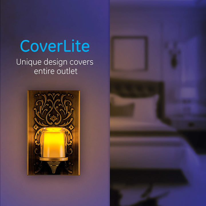LED CandleLite Night Light, Plug-In, Dusk to Dawn Sensor, Flameless Candle, Sunset Light, Home Decor, LED Lights for Bedroom, Bathroom, Kitchen, Oil-Rubbed Bronze, 11258
