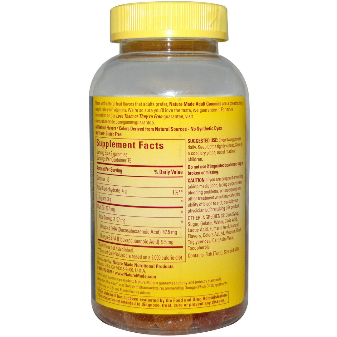 Fish Oil Gummies, 150 Softgels Value Size, with Heart-Healthy Omega 3s 57 mg, in Delicious Strawberry, Lemon, & Orange