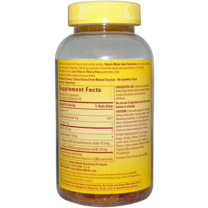 Fish Oil Gummies, 150 Softgels Value Size, with Heart-Healthy Omega 3s 57 mg, in Delicious Strawberry, Lemon, & Orange