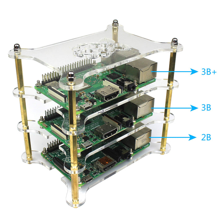 4 Layers Clear Stackable Case for Raspberry Pi 4 Model B, Pi 3 B+ , Pi 3b Case with Heatsink