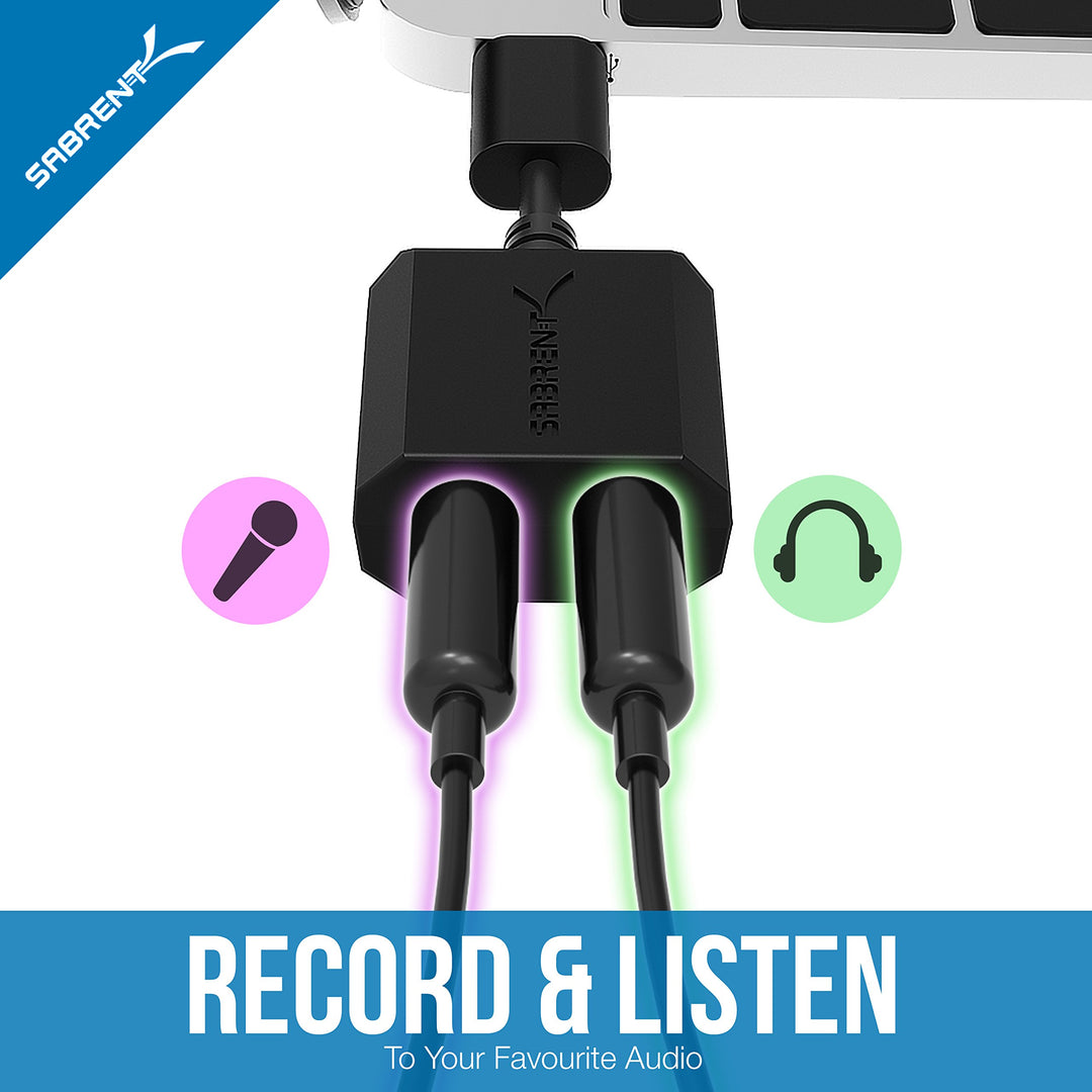 USB Type C External Stereo Sound Adapter for Windows and Mac. Plug and Play No Drivers Needed. (AU-MMSC)