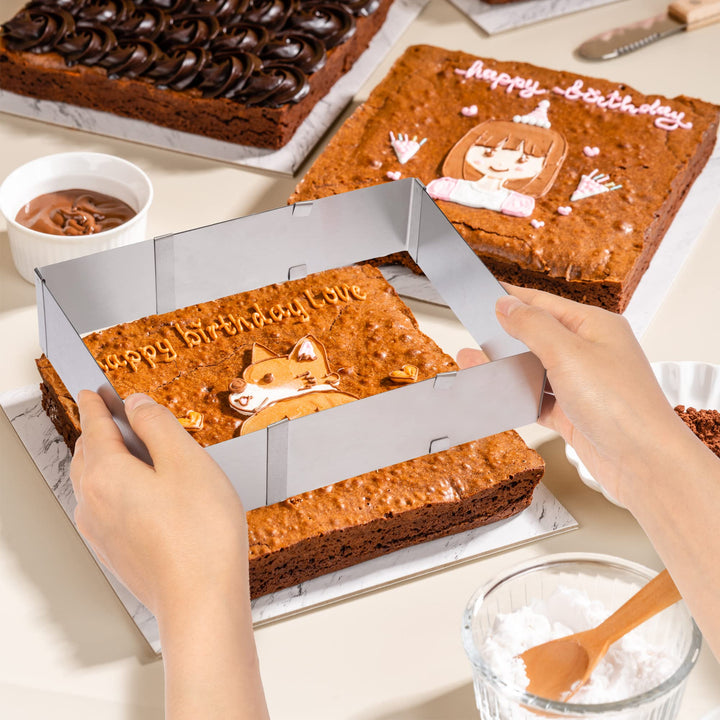 Stainless Steel Cake Ring Square Cake Mousse Mold Ring Cutter, Adjustable from 6 inch to 11 inch