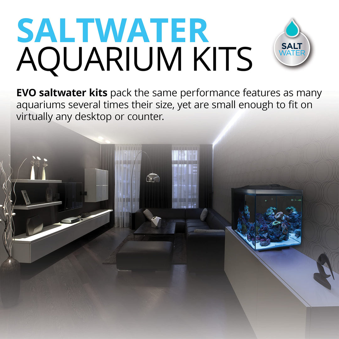 Evo XII Saltwater Aquarium Kit, 13.5 Gal. – Saltwater Fish Tank with Reef-Capable LED, Efficient 3-Stage Filtration and Seamlessly Integrated Hardware