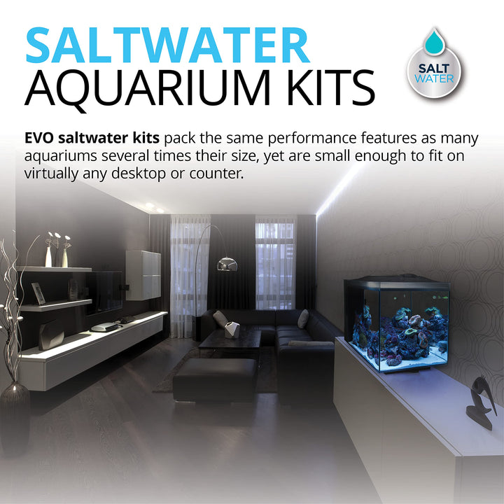 Evo XII Saltwater Aquarium Kit, 13.5 Gal. – Saltwater Fish Tank with Reef-Capable LED, Efficient 3-Stage Filtration and Seamlessly Integrated Hardware