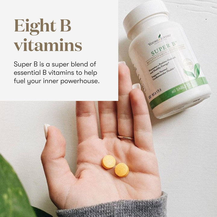 Super B Tablets, 60-Count Bottle | B Vitamins & Minerals | Supports Healthy Energy Levels | Keto-Friendly | Natural Folate Source | Contains Calcium, Magnesium, and Vitamin B6
