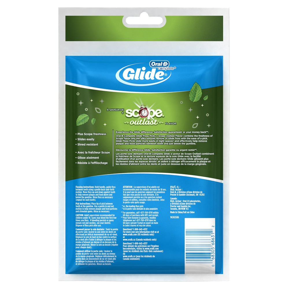 Oral B Glide Floss Picks Plus Scope Outlast - Long Lasting Mint - 75 ct
