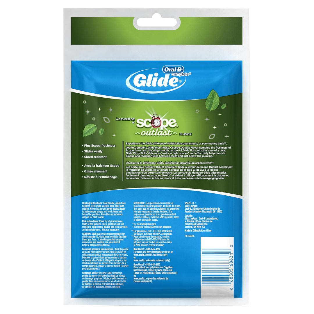 Oral B Glide Floss Picks Plus Scope Outlast - Long Lasting Mint - 75 ct
