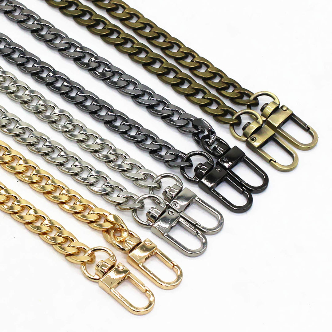 DIY Iron Flat Chain Strap Handbag Chains Purse Chain Straps Shoulder Cross Body Replacement Straps with Metal Buckles (47, Silver)