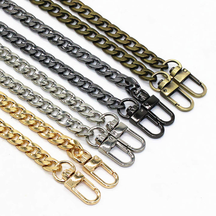 DIY Iron Flat Chain Strap Handbag Chains Purse Chain Straps Shoulder Cross Body Replacement Straps with Metal Buckles (47, Silver)