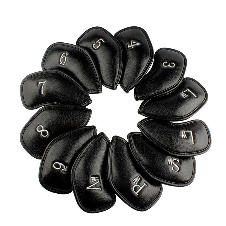12pcs Thick Synthetic Leather Golf Iron Head Covers Set Headcover fits All Brands Callaway Ping Taylormade Cobra Etc.