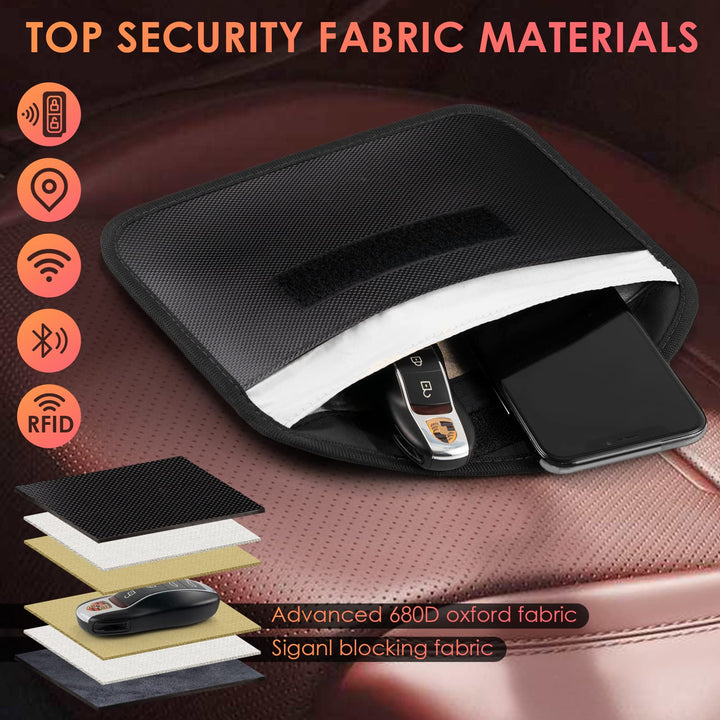 2 Pack Faraday Bags For Car Keys and Cell Phone, Signal Blocking Key Pouch, Anti theft Car Protection, Cell Phone Keyless Entry Fob Signal Blocking Pouch