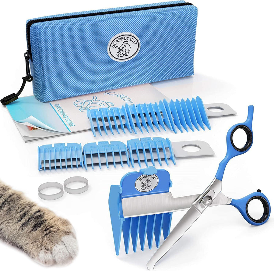 Silent Pet Grooming Kit for Dogs, Cats and All Pet Grooming - A Quiet Alternative to Electric Clippers for Sensitive Pets (Right-Handed Blue)