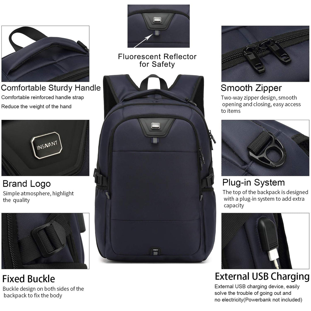 Laptop Backpack 15.6 Inch Water Resistant Backpacks Durable College Travel Daypack Anti Theft with USB Charging Port Best Gift for Men Women(15.6 Inch, Dark Blue)