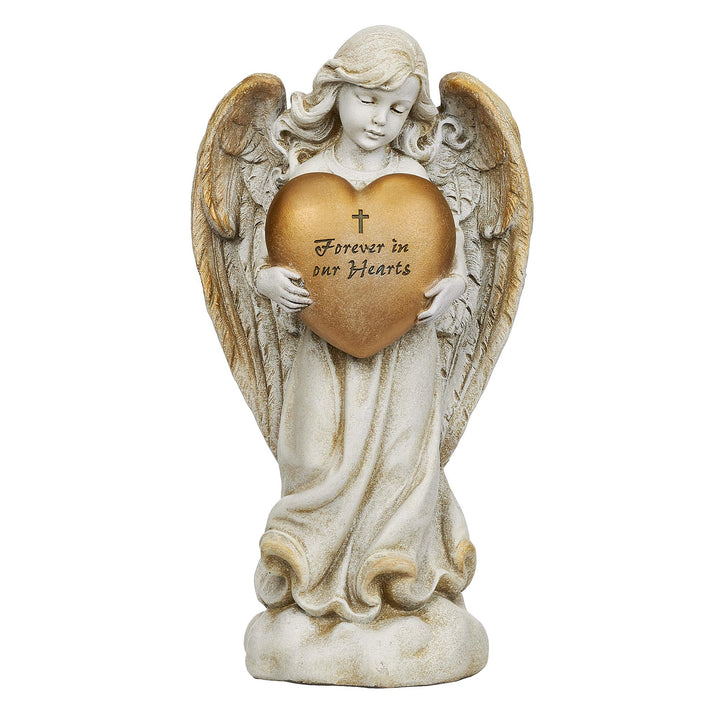 Joseph's Studio by Roman - Angel Holding Heart Memorial Garden Statue, Collection, 12.25 H, Resin and Stone, Decorative, Religious Gift, Home Indoor and Outdoor Decor, Durable, Long Lasting