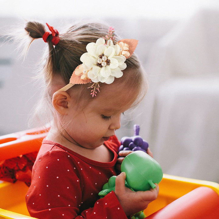 5 Pack White Pink Delicate Rose Flower Nylon Headbands Floral Hair Bows Daisy Flowers Headband Elastic Hair Bands Easter Christmas Hair Accessories for Baby Girls Newborns Infants Toddlers Kids