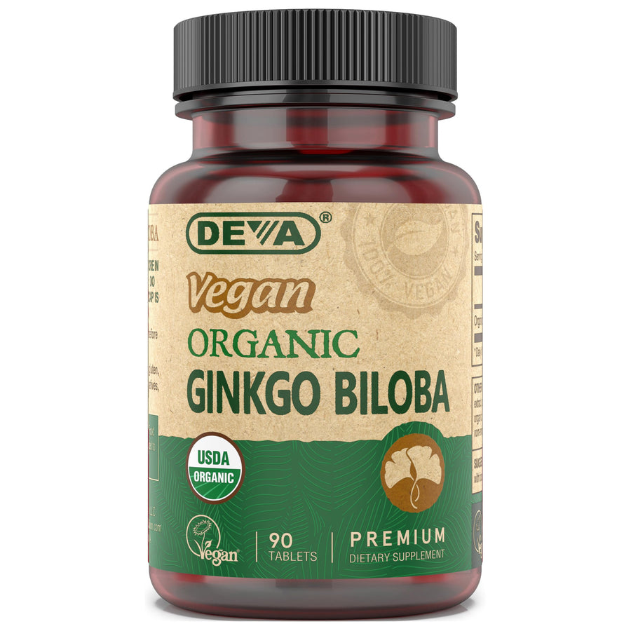 Vegan Ginkgo Biloba Dietary Supplement, USDA Organic, Vegan Society Certified, Easy-to-Swallow Tiny Tablets, 300 mg., 90-Count Bottle