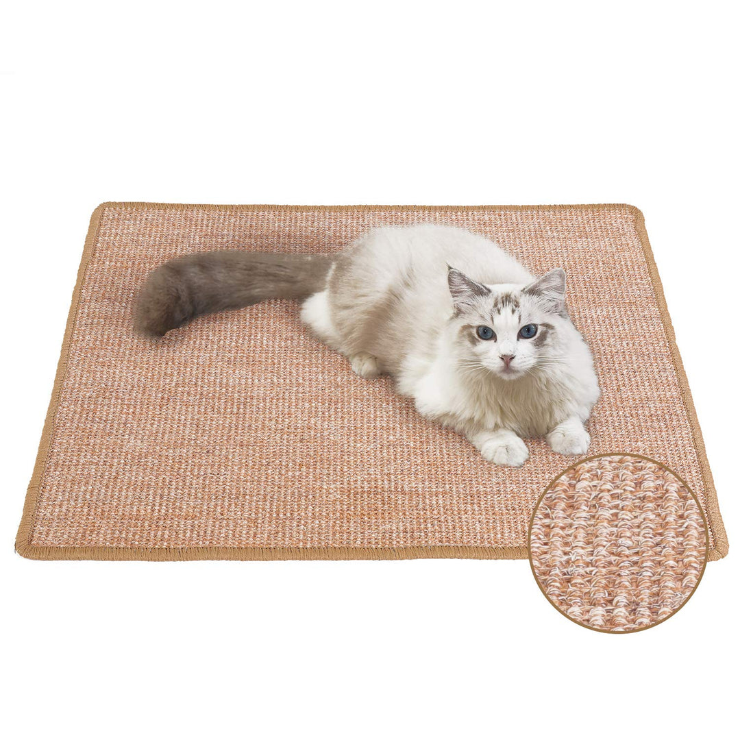 Cat Scratcher Mat, 23.6 X 31.5 Inch Natural Sisal Cat Scratch Mats, Horizontal Cat Floor Scratching Pad Rug, Protect Carpets and Sofas Brown