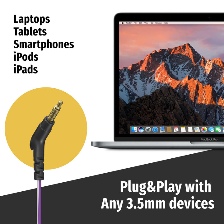 Wired Earbuds with Microphone - 90% Noise Cancelling Earbuds Wired for Computer, Laptop & Phone - Corded In-Ear Headphones, Plug In Earphones with Mic, Ear Buds with Wire (3.5mm Aux Jack)